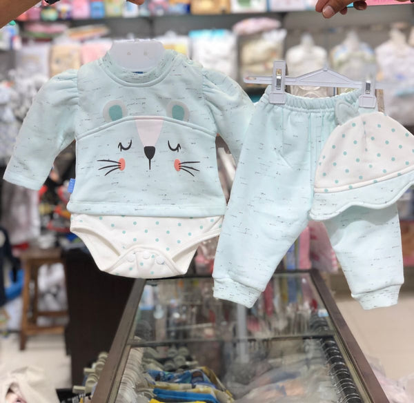 INFANT BABY GIRL 3 PIECES KITTY SUIT 0-3 MONTHS | NEW BORN 3 PIECES SUIT WINTER COLLECTION