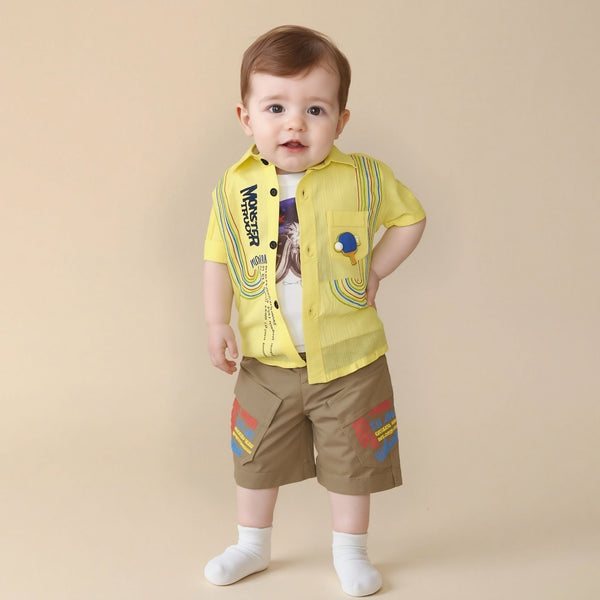 boys rainbow print 3-piece suit front view