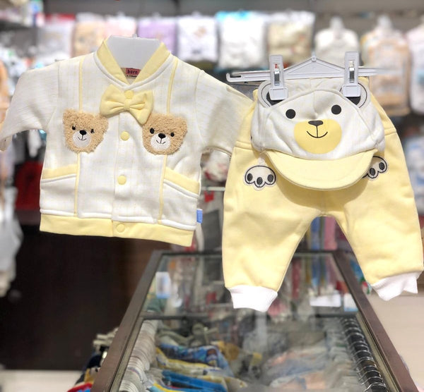 INFANT 3 PIECES BEAR SUIT 0-3 MONTHS | NEW BORN 3 PIECES SUIT WINTER COLLECTION